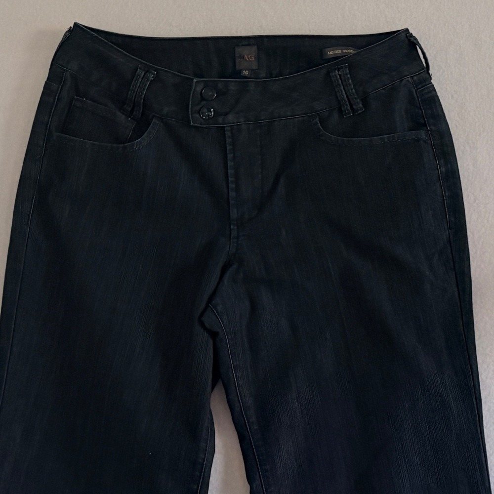 JAG Mid Rise Trouser Jeans Sz 16 Dark Wash Wide Leg Stretch Careerwear‎ Academia - Picture 3 of 12